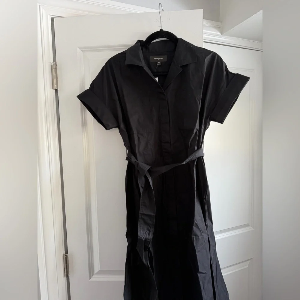 BR Tie Waist Midi Shirt Dress - Picture 3 of 5